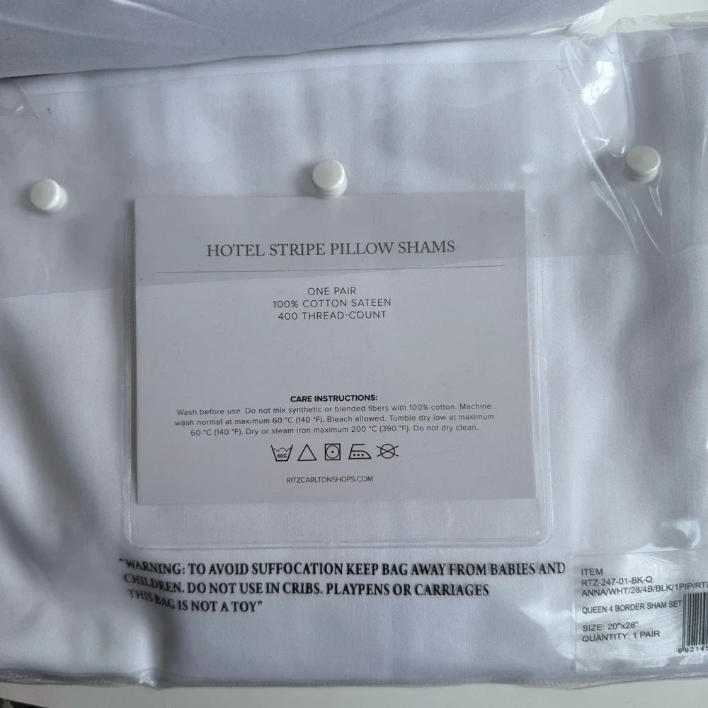 Frette for Ritz Carlton queen duvet cover and shams‎ set black stripe NWT